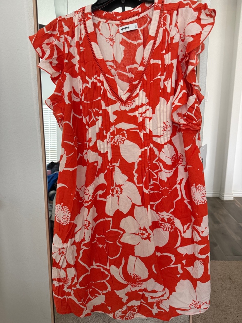 Sanctuary Red & White Floral V-Neck Mini Dress